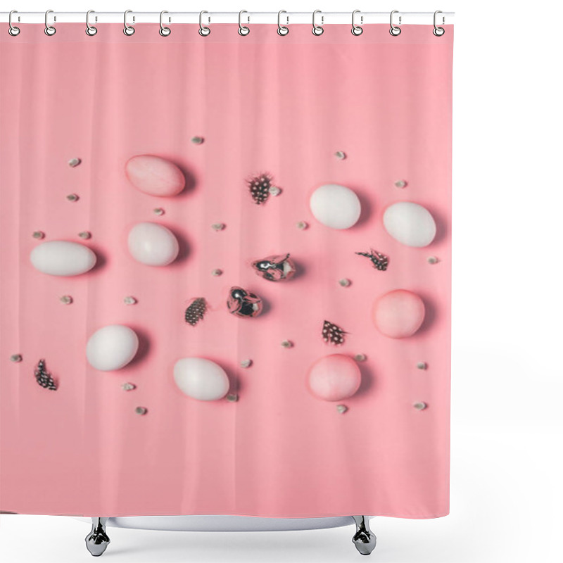 Personality  Eggs With Bunnies, Catkins And Feathers Shower Curtains