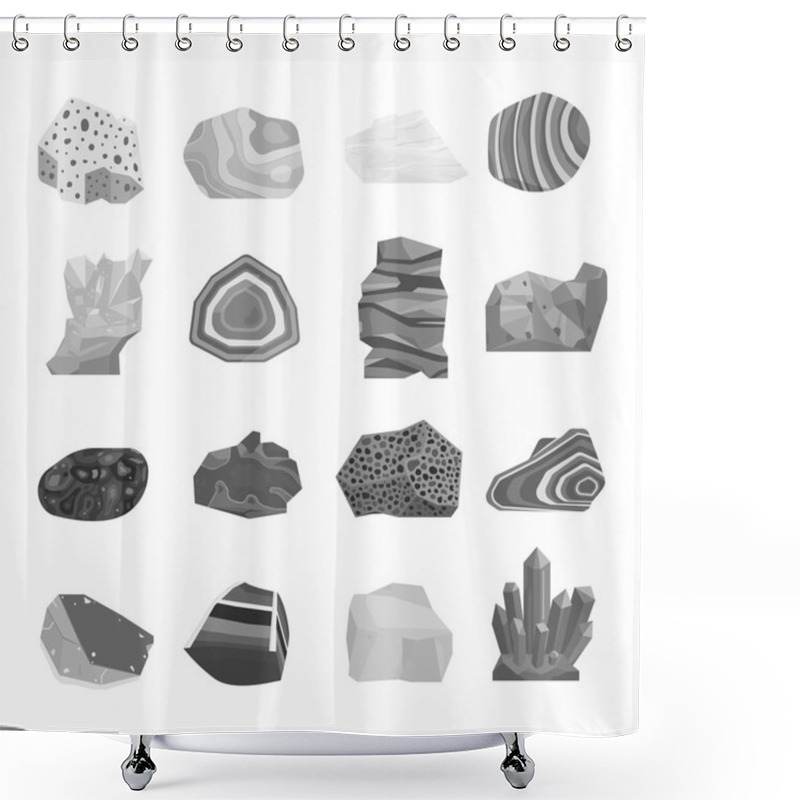 Personality  Mineral Stone Vector Set. Shower Curtains