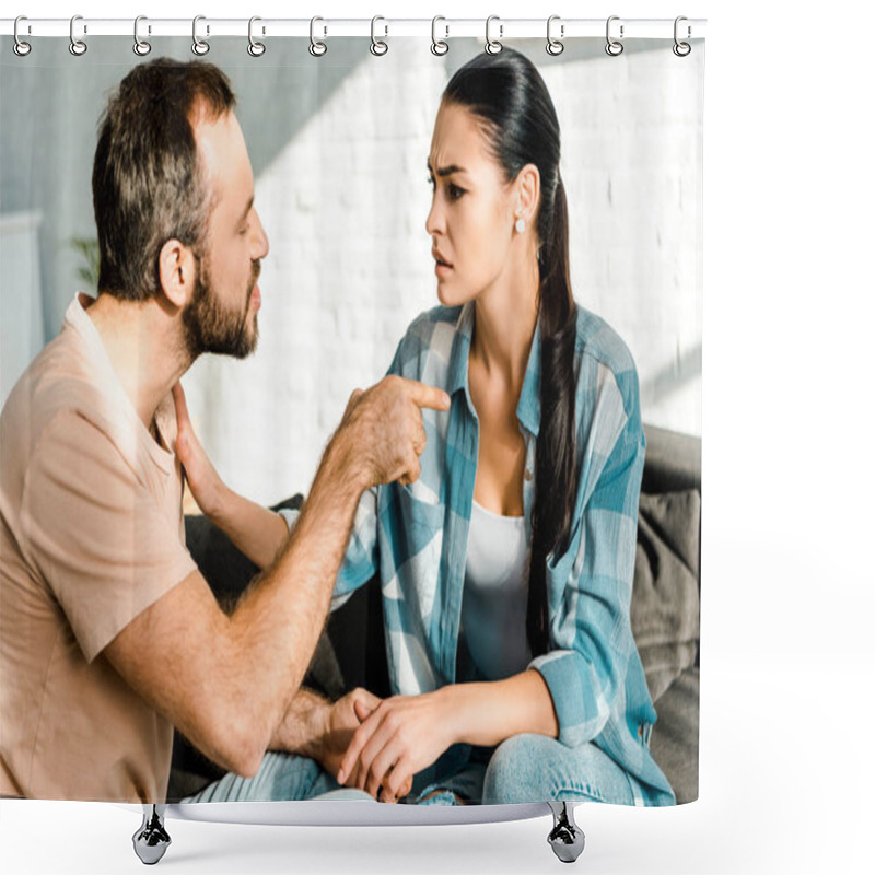 Personality  Couple Having Argument And Husband Insulting Wife At Home  Shower Curtains