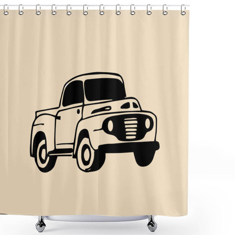 Personality  Illustration Of Hand Sketched Retro Pickup Shower Curtains