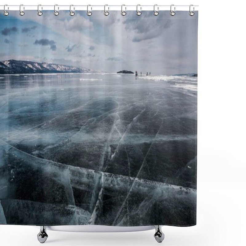 Personality  Frozen River And Mountains Shower Curtains