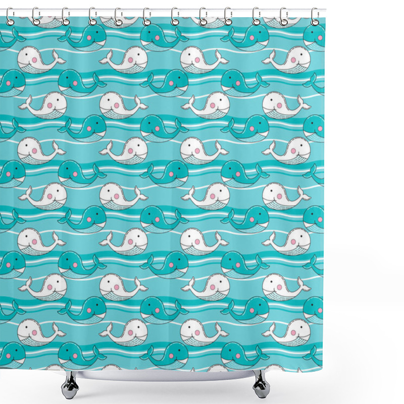 Personality  Cartoon Whale Pattern Shower Curtains