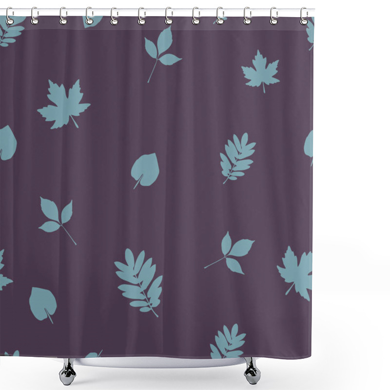 Personality  Blue Leaf Simple Seamless Pattern. Shower Curtains