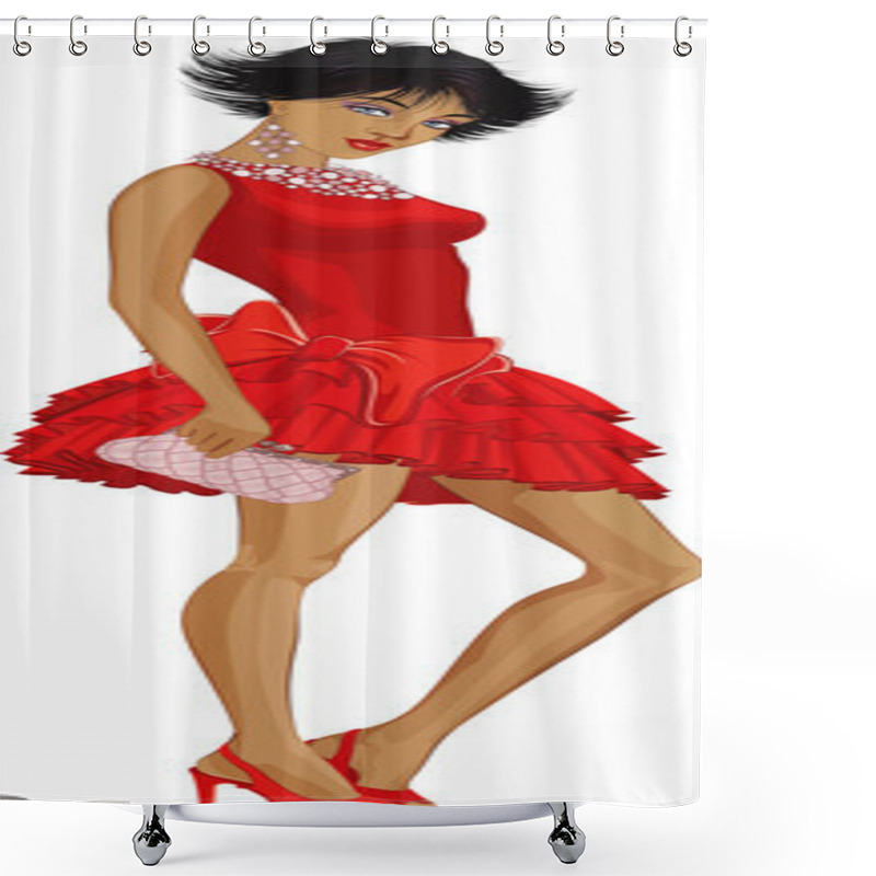 Personality  Woman In Red Shower Curtains