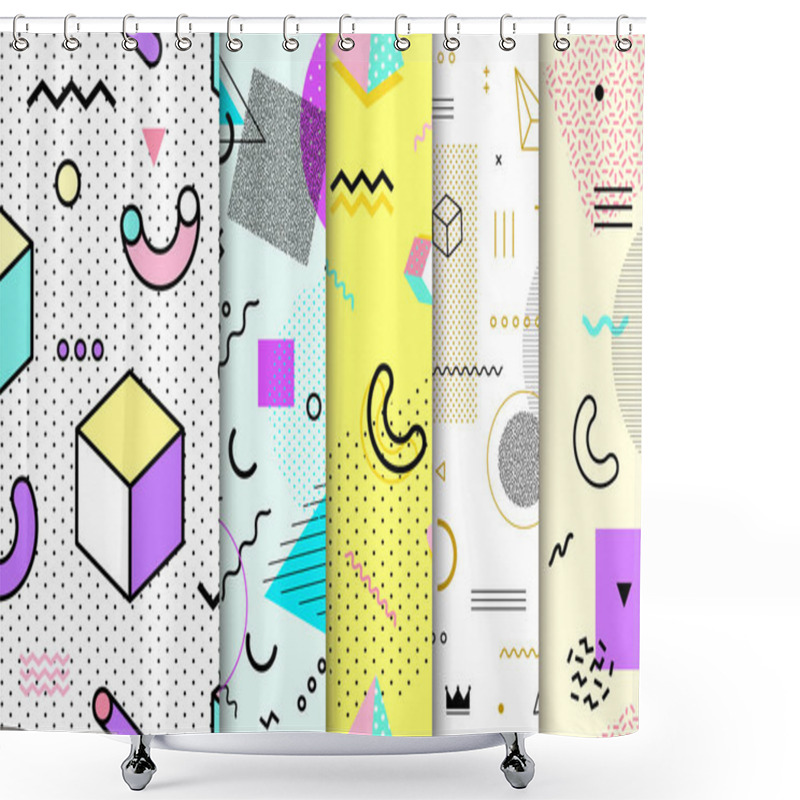 Personality  Memphis Seamless Pattern Collection. Geometric Seamless Pattern  Shower Curtains