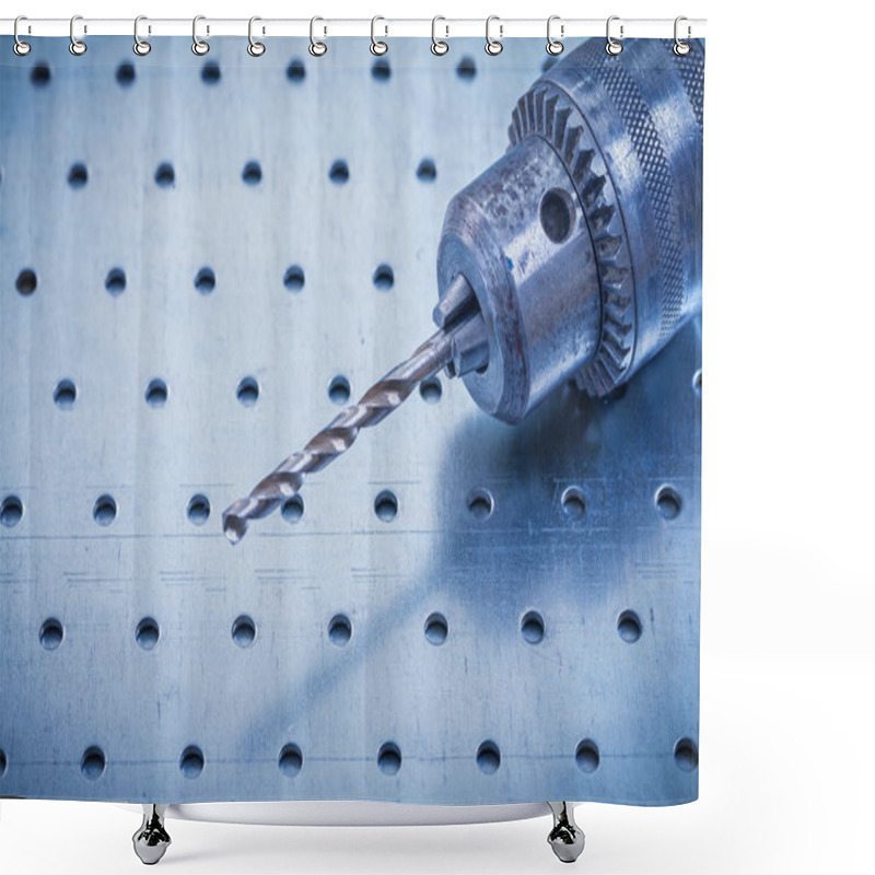 Personality  Metal Drill On Perforated Metallic Background Shower Curtains