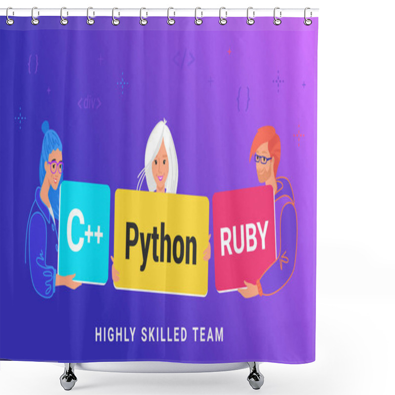 Personality  Highly Skilled Team Of Young Programmers Shower Curtains