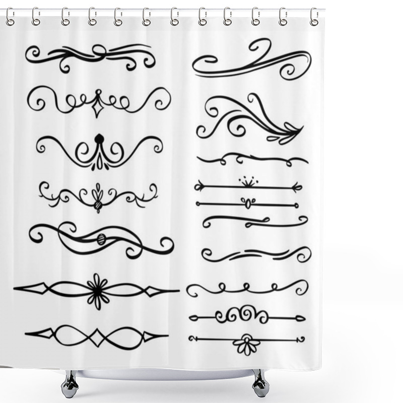 Personality  Collection Of Handdrawn Swirls And Curves. Design Element Of Ornaments For Wedding Cards, In Invitations, Save The Date Cards, Flyers For Restaurant Shower Curtains