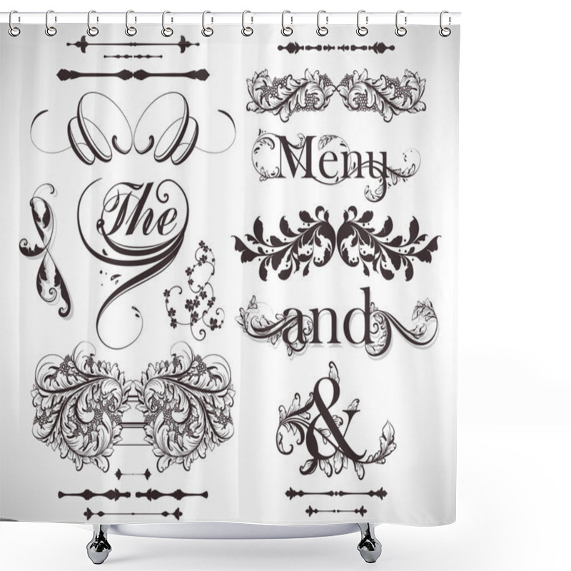 Personality  Vector Set: Calligraphic Design Elements And Page Decoration Shower Curtains