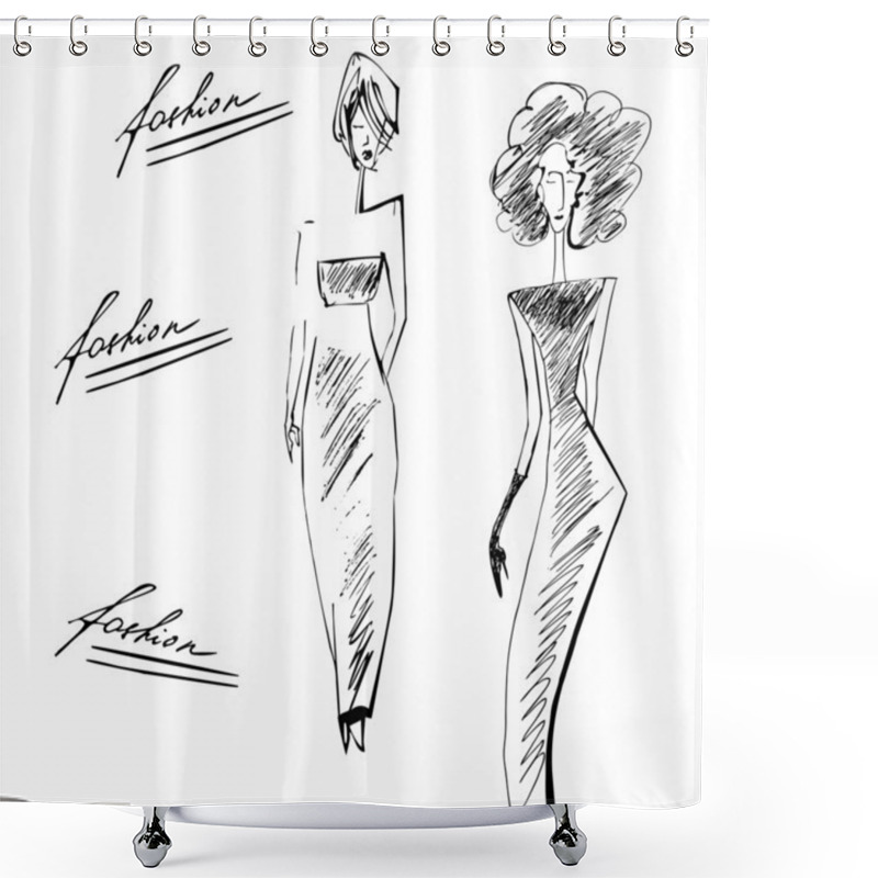 Personality  Elegant Silhouette Fashion Model Shower Curtains