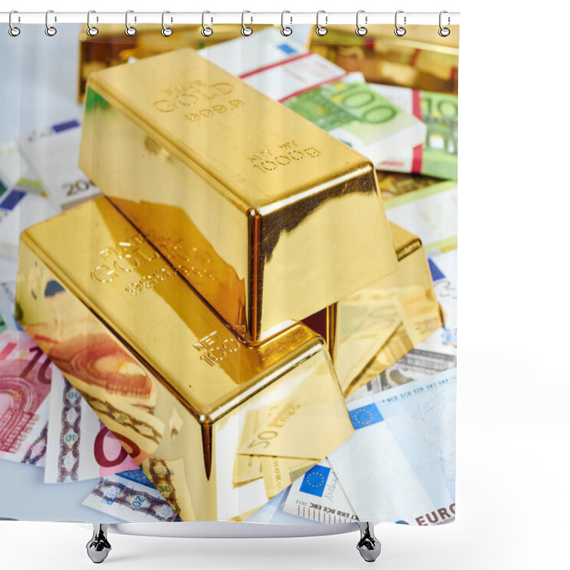 Personality  Finance Background With Money And Gold. Finance Concept Shower Curtains