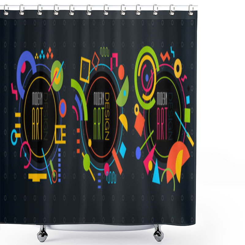 Personality  Vector Abstract Geometric Dynamic Pattern Frame Modern Art Design Shower Curtains