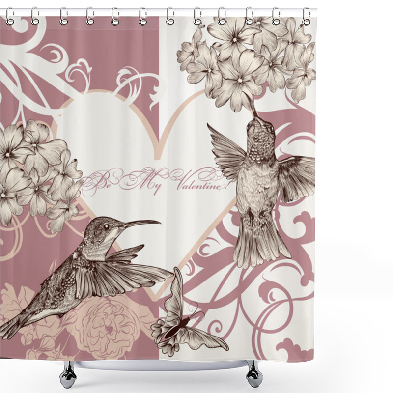 Personality  Wedding Invitation Card With Hummingbirds Shower Curtains