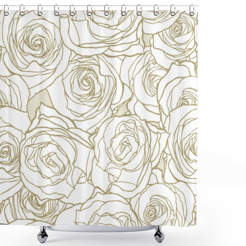 Personality  Elegance Seamless Pattern With Flowers Roses Shower Curtains