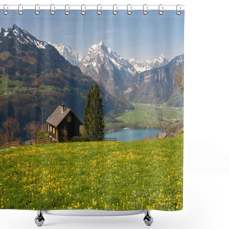 Personality  Alpine Meadow In Spring Shower Curtains