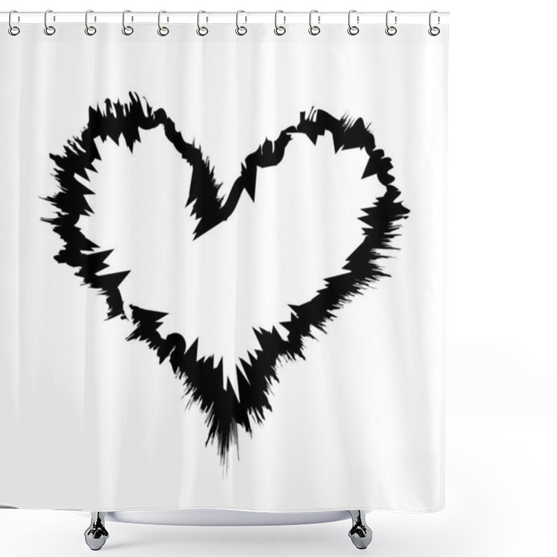 Personality  Grunge Texture Heart Frame, Stain Ink For Halloween Frame, Hand Drawn Paint, Artistic Shower Curtains