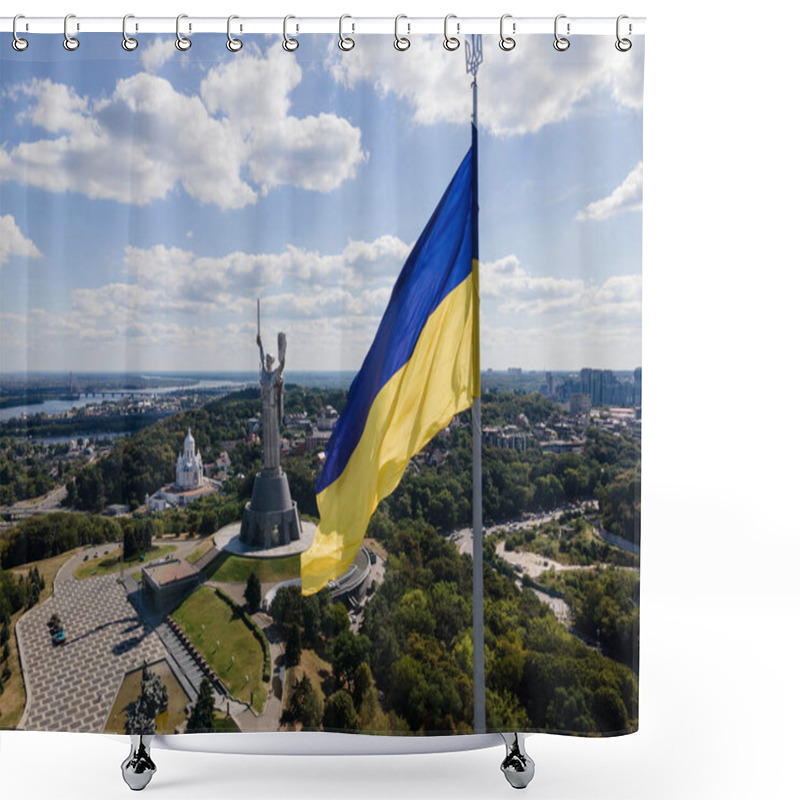 Personality  Kyiv - National Flag Of Ukraine. Aerial View. Kiev Shower Curtains