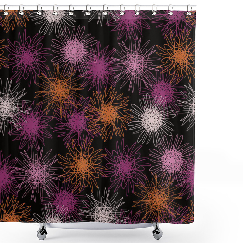 Personality  Chrysanthemum And Aster Seamless Pattern Shower Curtains