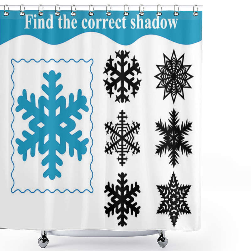 Personality  Find The Correct Shadow Of Snowflake. Education. Vector Illustration. Shower Curtains