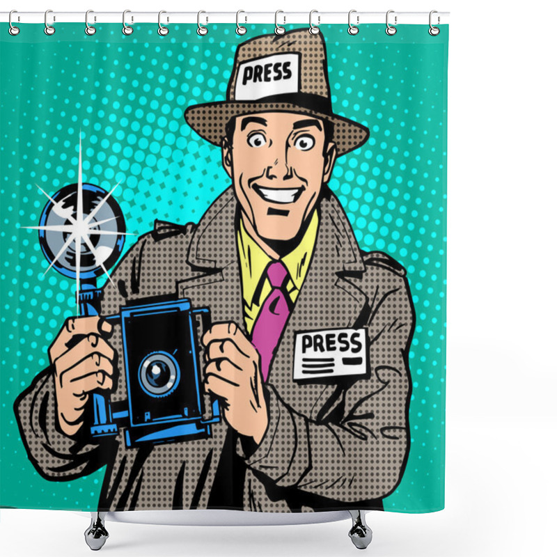 Personality  Photographer Paparazzi At Work Press Media Camera. The Reporter  Shower Curtains