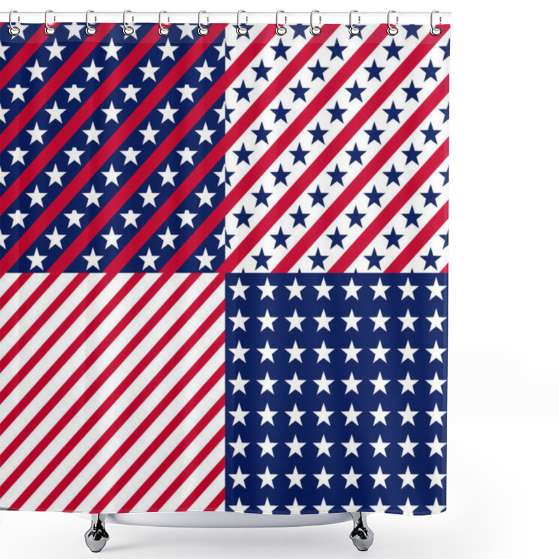 Personality  US Stars And Stripes Seamless Patterns Shower Curtains