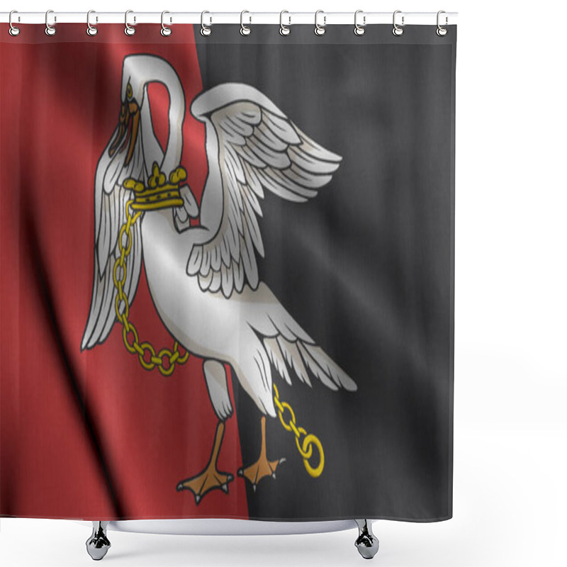 Personality  Buckinghamshire City Flag. Waving Fabric Satin Texture 3D Illustration. Real Texture Flag Of The Buckinghamshire United Kingdom Banner Collection. High Detailed Flag Animation England, UK Shower Curtains