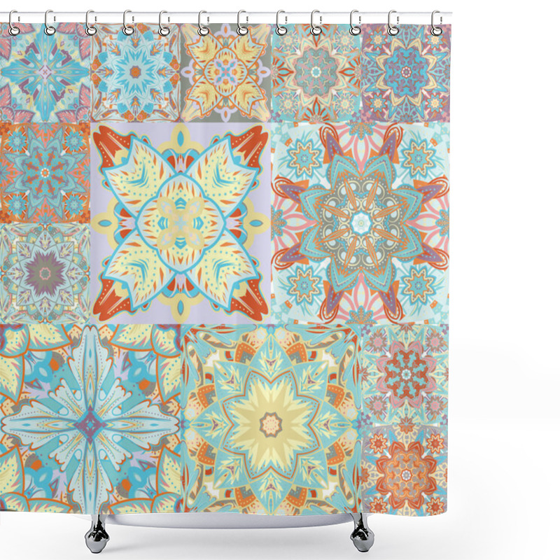 Personality  Seamless Vector Pattern. Patchwork. In Arabic Style. Abstract Illustration. Shower Curtains