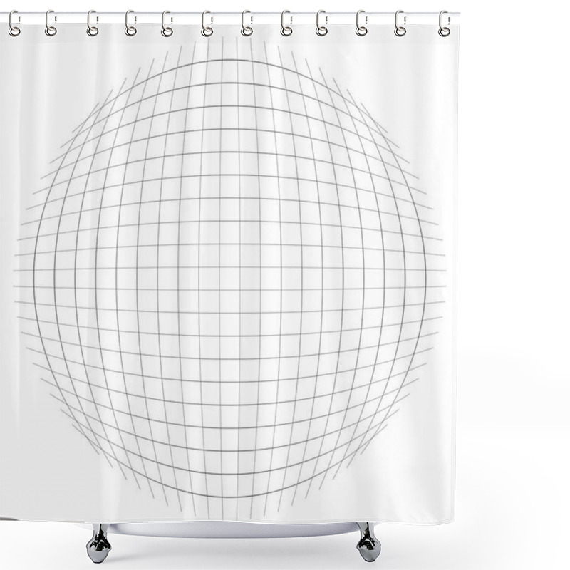 Personality  Orb, Sphere With Squares Line Mesh, Grid. Circular, Concentric E Shower Curtains