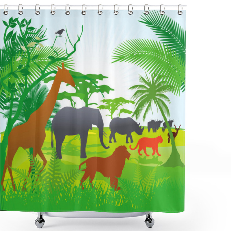 Personality  Jungle With Animals Shower Curtains