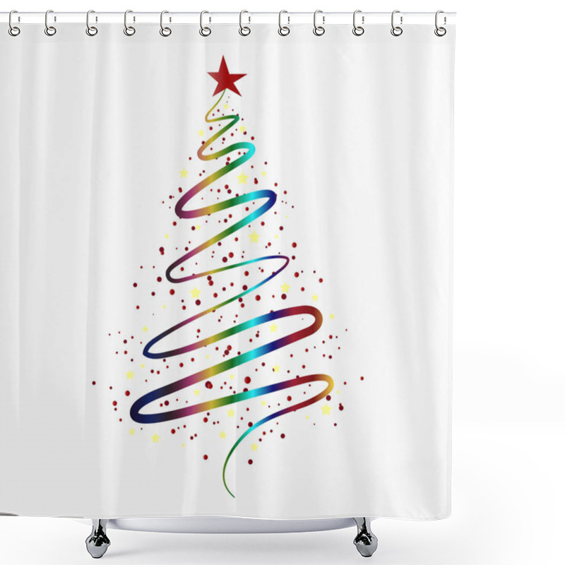 Personality  Christmas Background With Christmas Tree, Vector Illustration. Shower Curtains