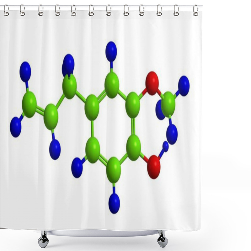 Personality  Molecular Structure Of Eugenol, 3D Rendering  Shower Curtains