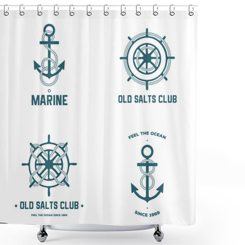 Personality  Anchors And Steering Wheels Shower Curtains