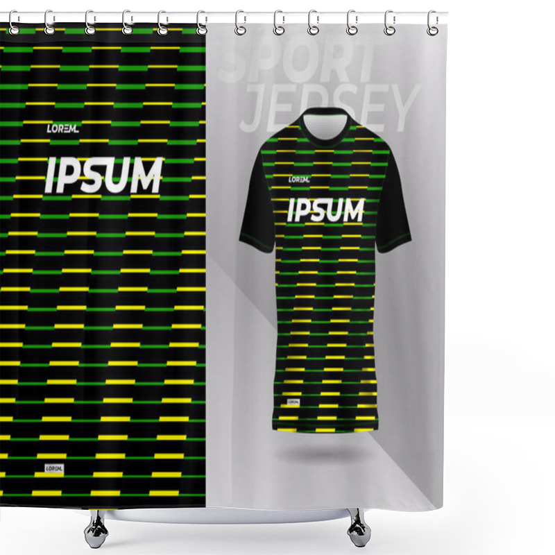 Personality  Green Yellow Shirt Sport Jersey Mockup Template Design For Soccer, Football, Racing, Gaming, Motocross, Cycling, And Running  Shower Curtains