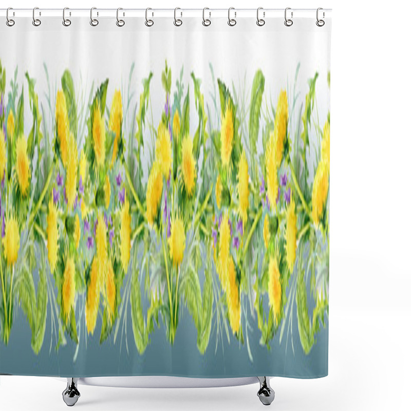 Personality  Dandelion Seamless Pattern Shower Curtains