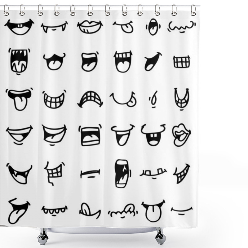 Personality  Hand Draw Cartoon Mouth Icon Shower Curtains