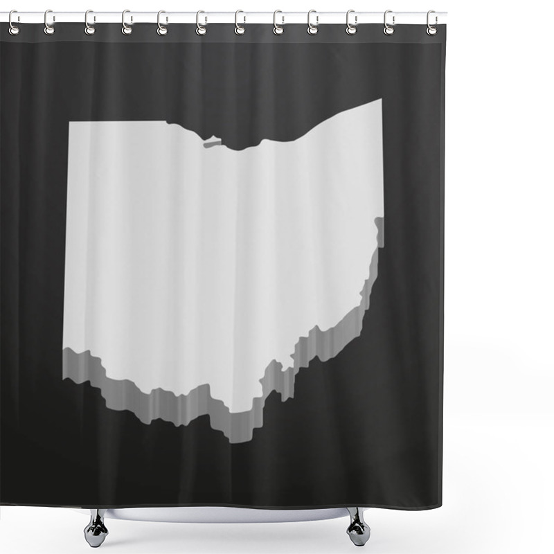 Personality  Ohio State Map In Gray On A Black Background 3d Shower Curtains