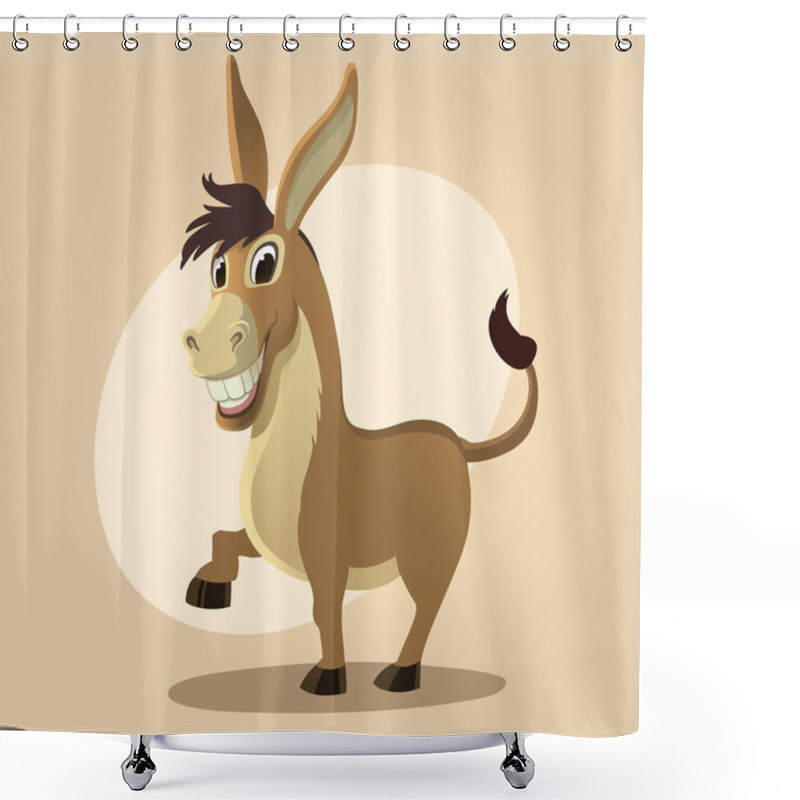 Personality  Donkey Character Illustration In Cartoon Style Shower Curtains