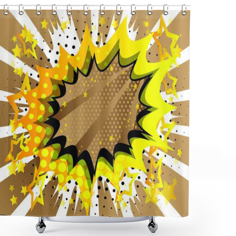 Personality  Vector Illustrated Retro Comic Book Background With Big Brown Explosion Bubble, Pop Art Vintage Style Backdrop. Shower Curtains