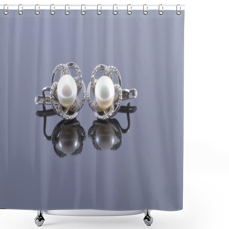 Personality  Silver Earrings Shower Curtains