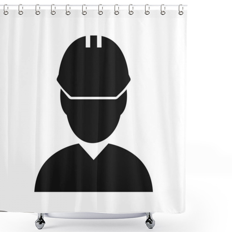 Personality  Construction Worker Icon Vector Illustration Graphic Design Shower Curtains