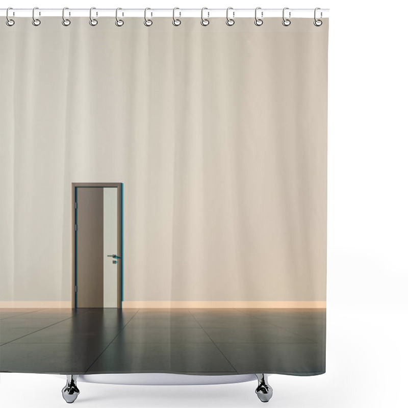 Personality  Single Closed Door, On Empty Wall Of A Public Space Interior. Shower Curtains