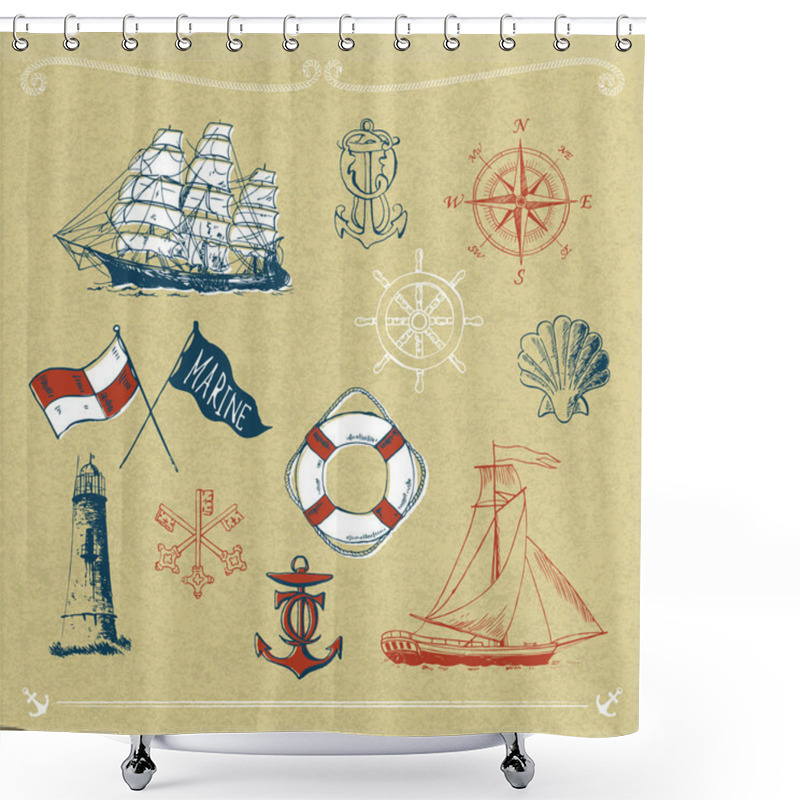 Personality  Marine Motifs On Cardboard Shower Curtains