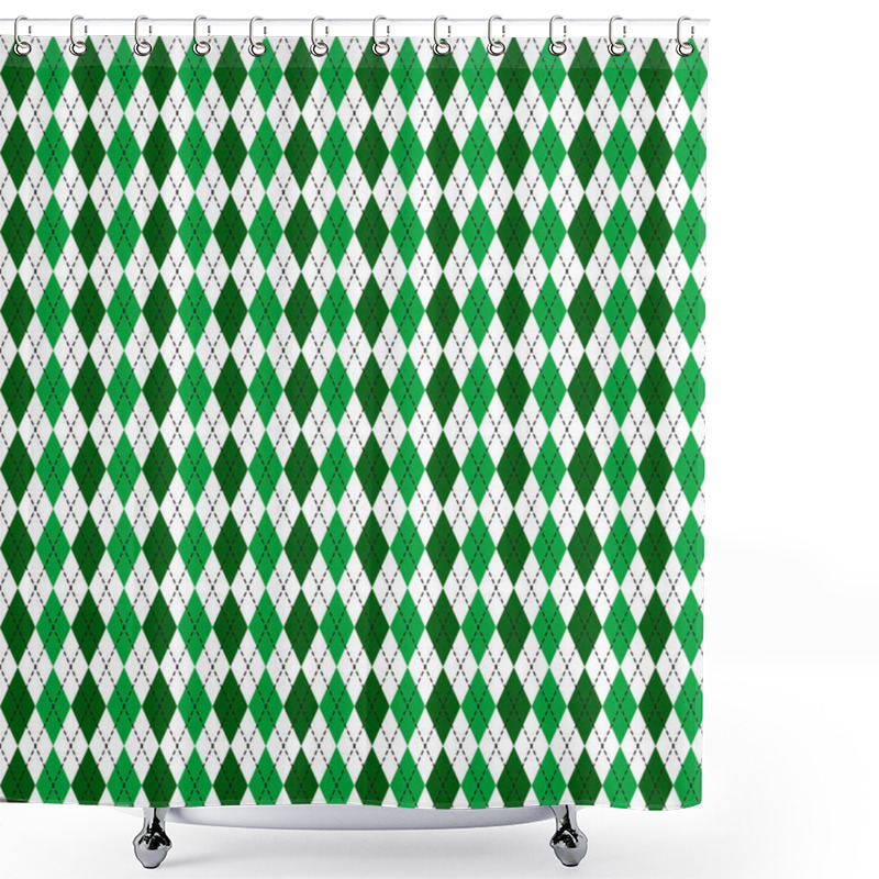 Personality  St. Patrick S Day Argyle Seamless Pattern. Green White Checkered Background. Saint Patricks Backdrop. Vector Template For Fabric, Textile, Wallpaper, Wrapping Paper, Etc. Shower Curtains