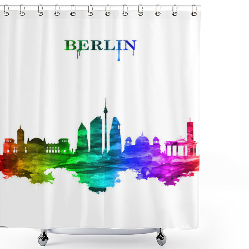 Personality  Portrait Rainbow Skyline Of Berlin, Capital Of Germany Shower Curtains