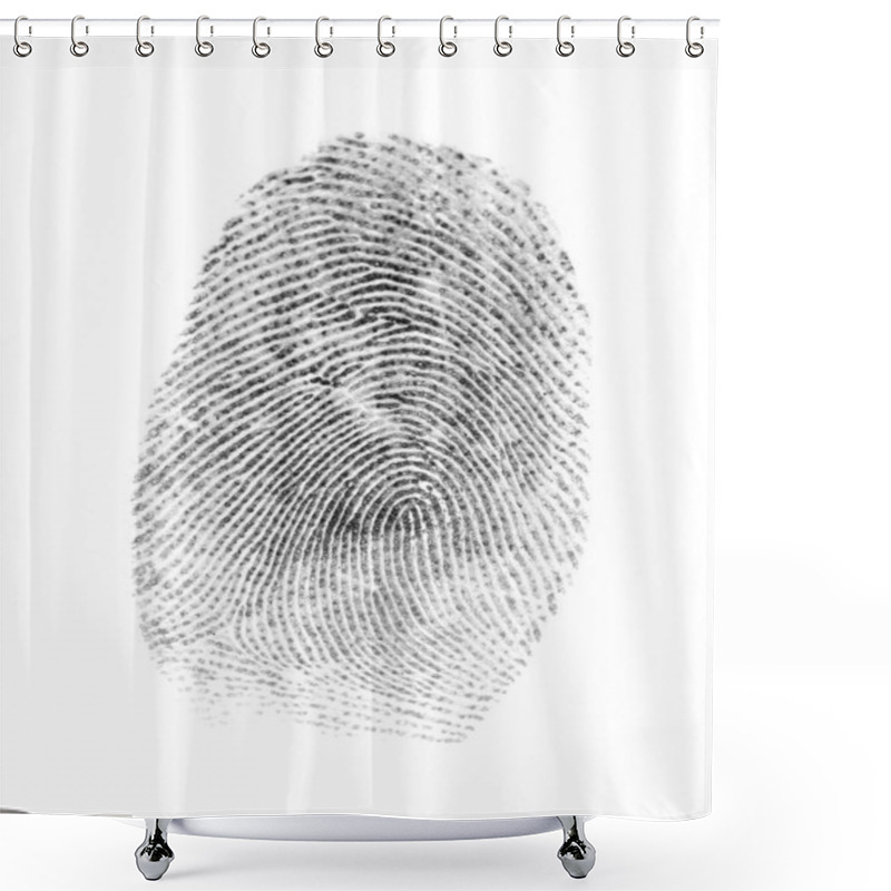 Personality  Black Fingerprint Made With Ink On White Background Shower Curtains