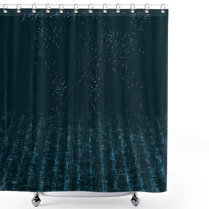 Personality  Abstract Digital Network Data Background, 3D Rendering Shower Curtains