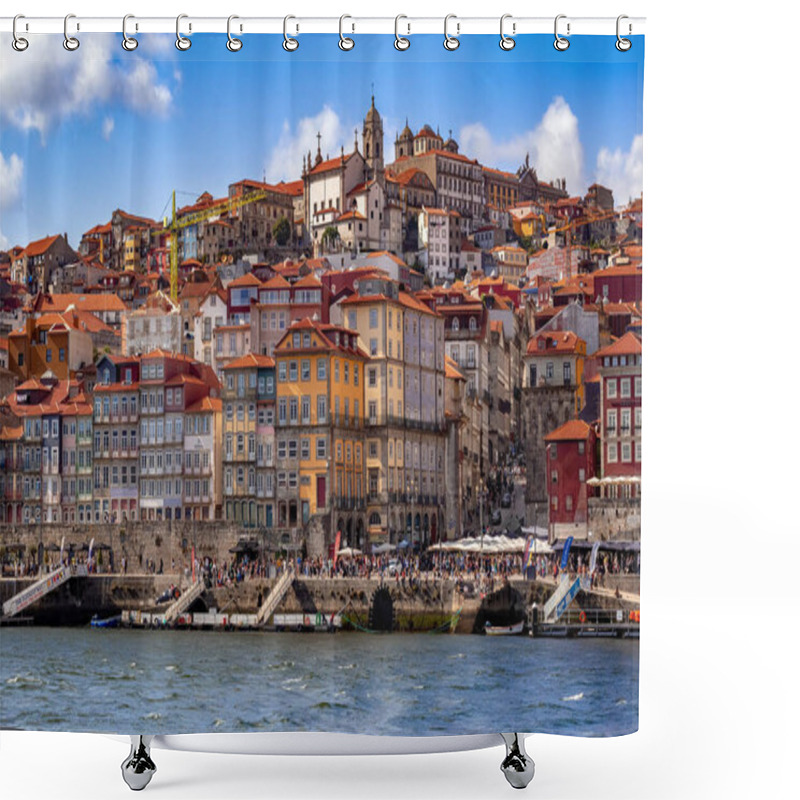 Personality  Porto, Portugal - August 11, 2019: View Of Old Town Skyline From Across The Douro River. Front View Of The Ribeira Historical District. Colorful Houses. Porto Has Been Recognized Internationally As A Destination To Discover And It Is A Preferred Choi Shower Curtains