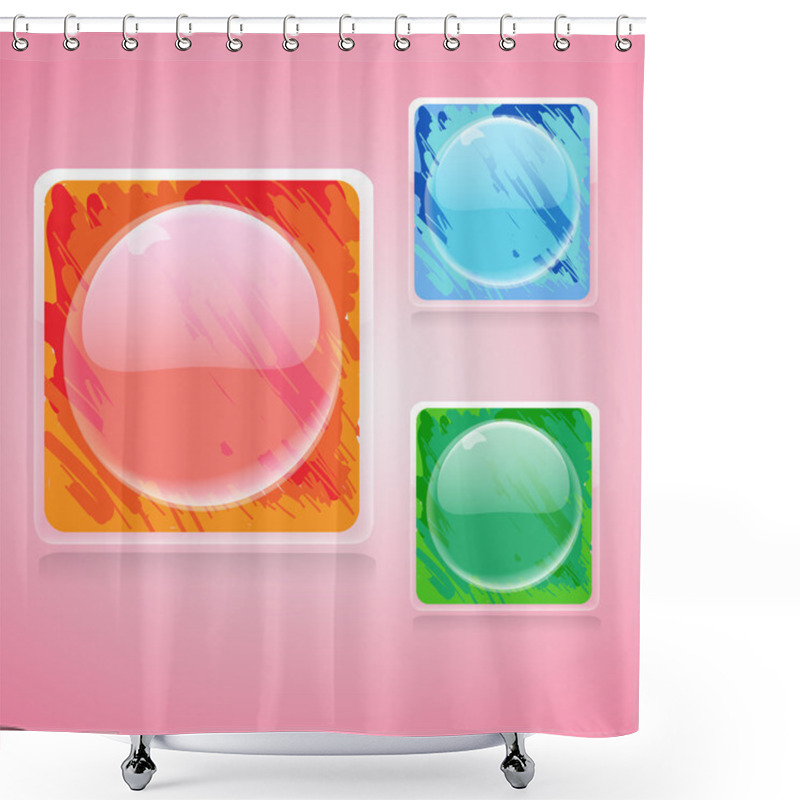 Personality  Web Shiny Buttons. Vector Illustration. Shower Curtains