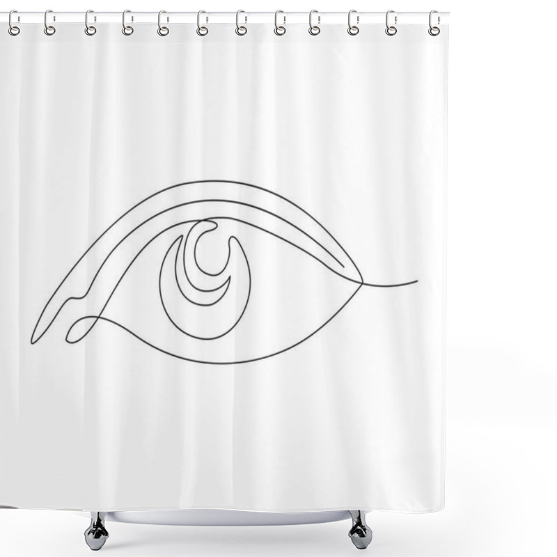 Personality  One Eye In Continuous One Line Drawing. Minimalist Eye Wih Retina Outline Design. Editable Active Stroke Vector. Shower Curtains