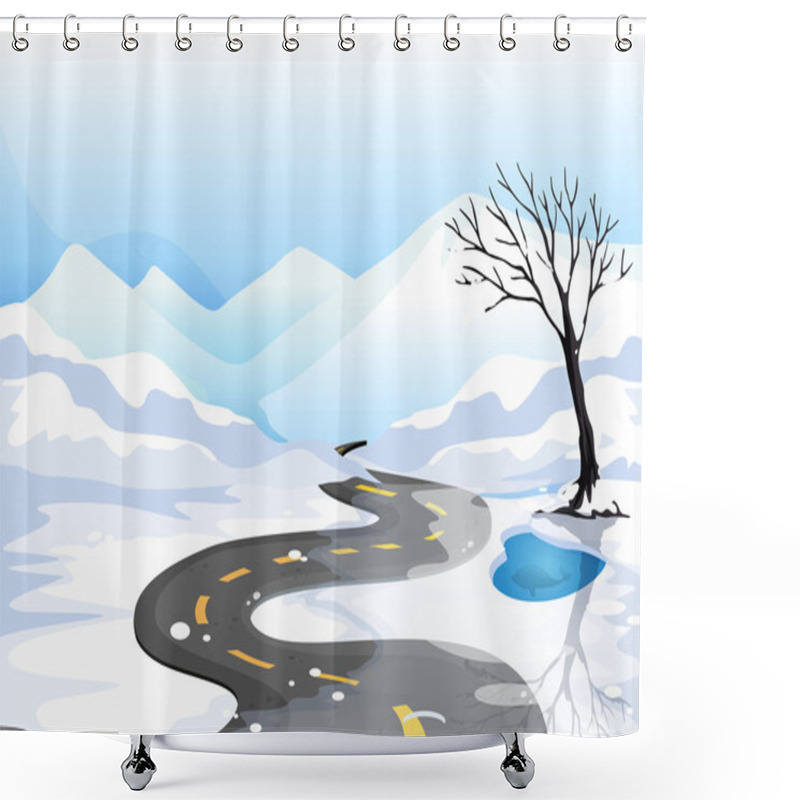 Personality  A Long Road At The Snowy Place Going To The Mountains Shower Curtains